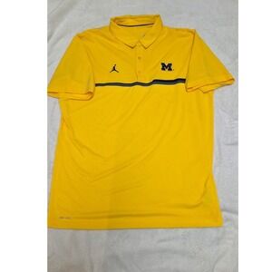 NIKE AIR JORDAN MICHIGAN WOLVERINES MENS SHORT SLEEVE YELLOW POLO SIZE XL